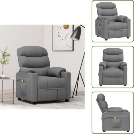 The Living Store Sillón de masaje tela gris claro - Masaje de vibración