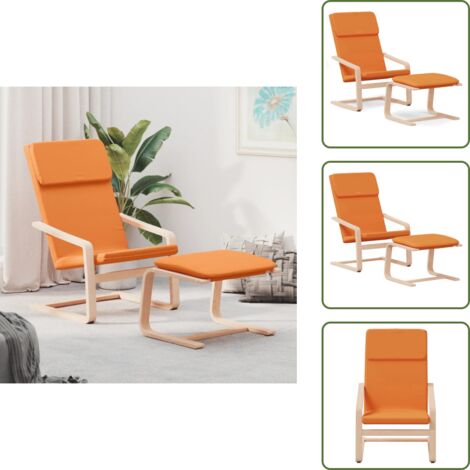 The Living Store Sillón de relax con taburete tela amarillo oscuro - Reposapiés