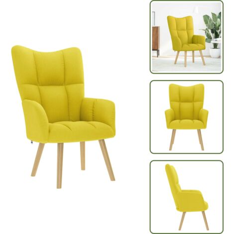 The Living Store Sillón de relax de tela amarillo clara - Asiento cómodo