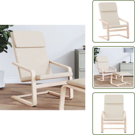 The Living Store Sillón de relax de tela color crema - Asiento cómodo