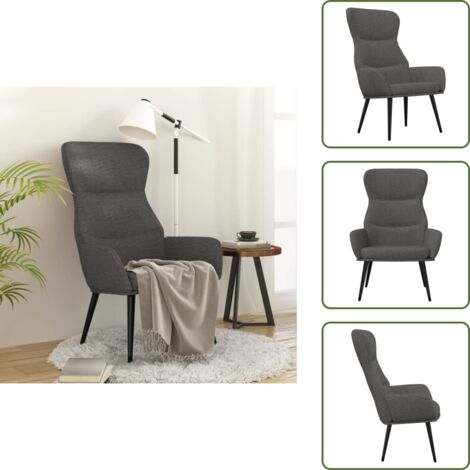 The Living Store Sillón de relax de tela gris oscuro - Silla de salón