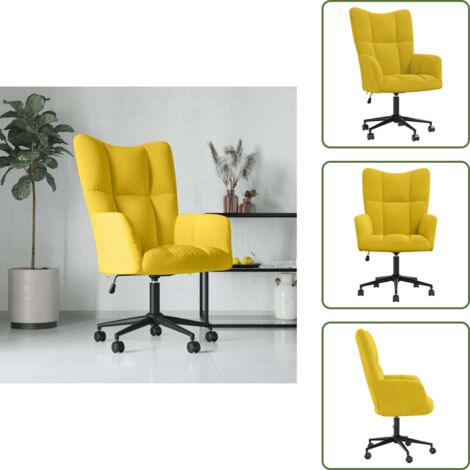 The Living Store Sillón de relax de terciopelo amarillo mostaza - Silla de salón