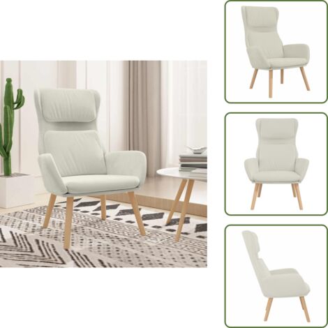 The Living Store Sillón de relax de terciopelo blanco crema - Comodidad