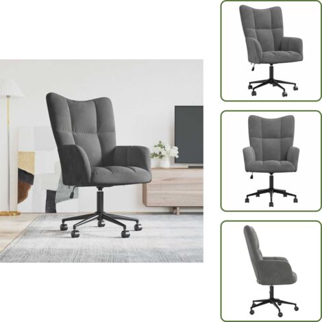 The Living Store Sillón de relax de terciopelo gris oscuro - Silla de salón