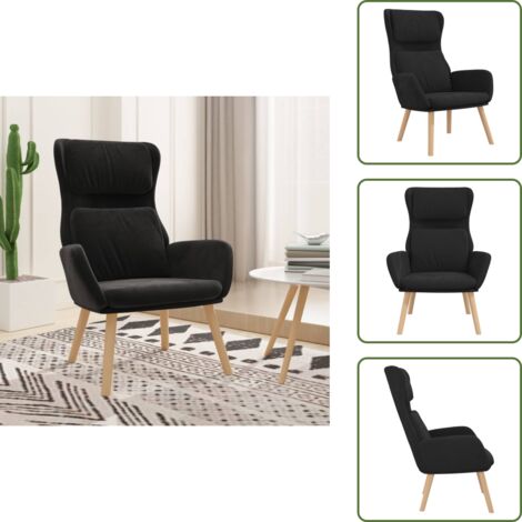 The Living Store Sillón de relax de terciopelo negro - Silla de terciopelo
