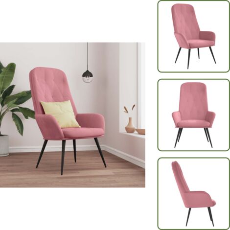 The Living Store Sillón de relax de terciopelo rosa - Terciopelo rosa