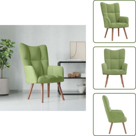 The Living Store Sillón de relax de terciopelo verde claro - Sillón verde claro