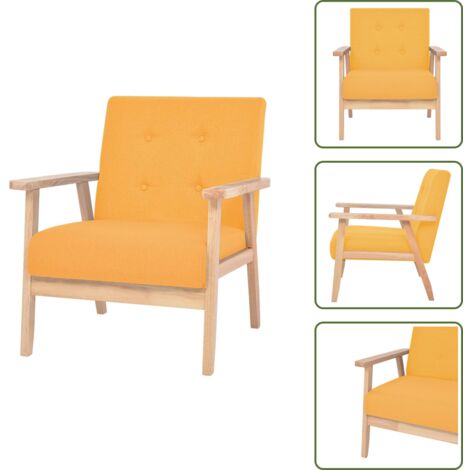The Living Store Sillón de tela amarillo - Silla de madera
