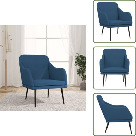 The Living Store Sillón de tela azul 63x76x80 cm - Sillón de tela