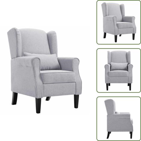 The Living Store Sillón de tela gris claro - Diseño elegante