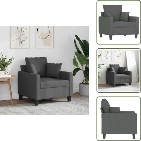 The Living Store Sillón de tela gris oscuro 60 cm - Sofá de tela