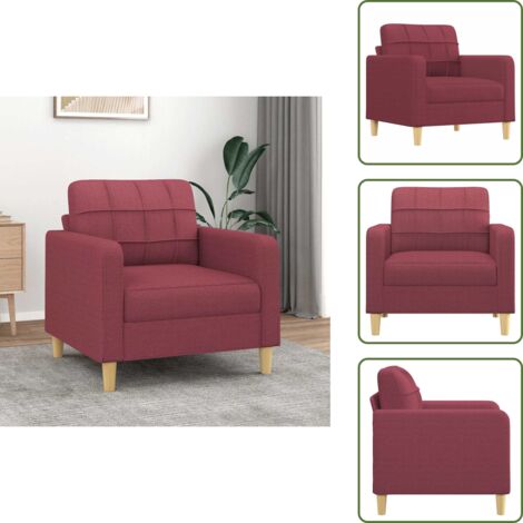 The Living Store Sillón de tela rojo tinto 60 cm - Silla roja