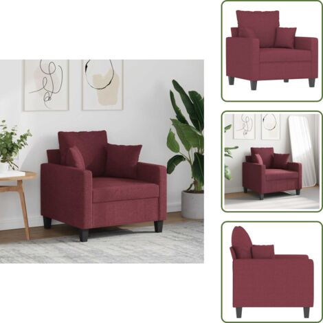 The Living Store Sillón de tela rojo tinto 60 cm - Sillón rojo tinto