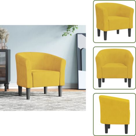 The Living Store Sillón de terciopelo amarillo - Sillón moderno