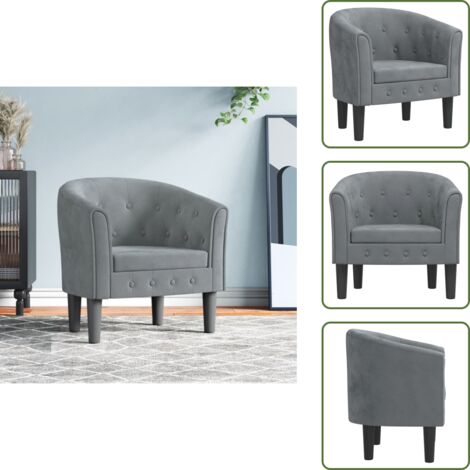 The Living Store Sillón de terciopelo gris oscuro - Sillón moderno
