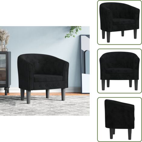 The Living Store Sillón de terciopelo negro - Sillón negro