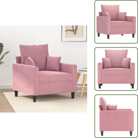 The Living Store Sillón de terciopelo rosa 60 cm - Sillón de terciopelo