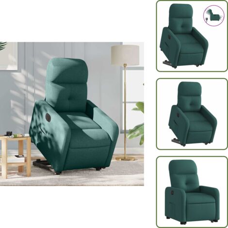 The Living Store Sillón eléctrico reclinable elevable de tela verde oscuro - Sillón elevable