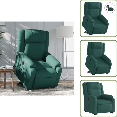 The Living Store Sillón eléctrico reclinable elevable de tela verde oscuro - Sillón elevable