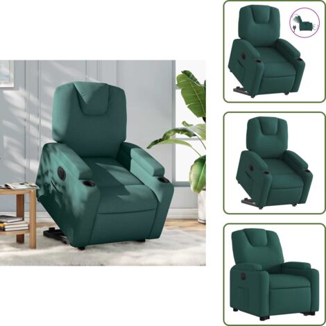 The Living Store Sillón eléctrico reclinable elevable de tela verde oscuro - Sillón elevable