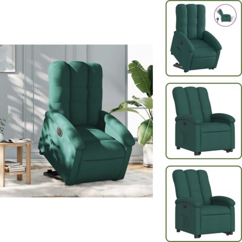 The Living Store Sillón eléctrico reclinable elevable de tela verde oscuro - Sillón elevable