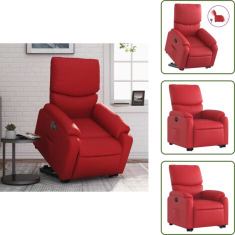 The Living Store Sillón elevable eléctrico cuero artificial rojo - Sillón reclinable eléctrico