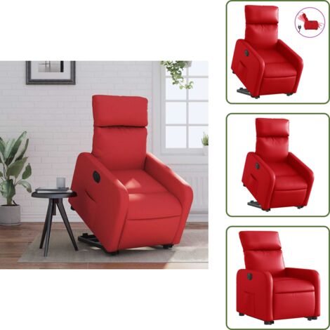 The Living Store Sillón elevable eléctrico cuero artificial rojo - Sillón reclinable eléctrico