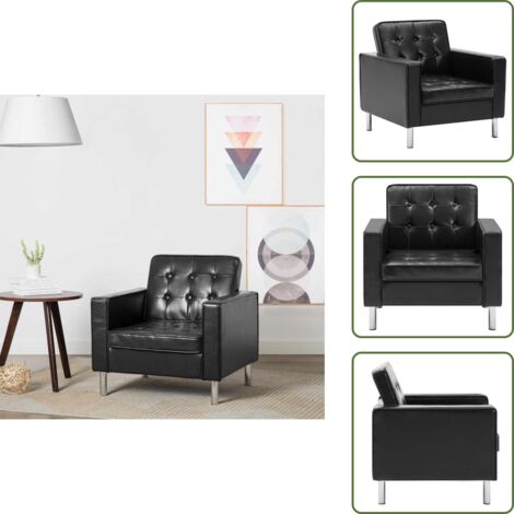 The Living Store Sillón negro 75x70x75 cm piel sintética - Sillón de oficina