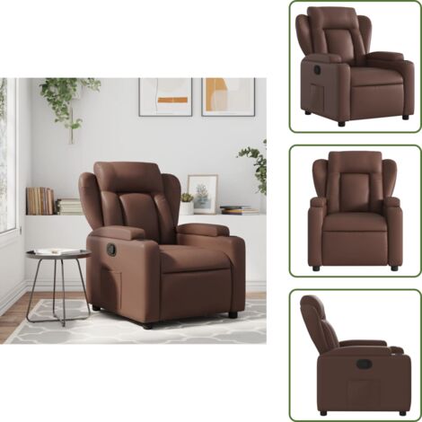 The Living Store Sillón reclinable de cuero sintético marrón - Asiento cómodo