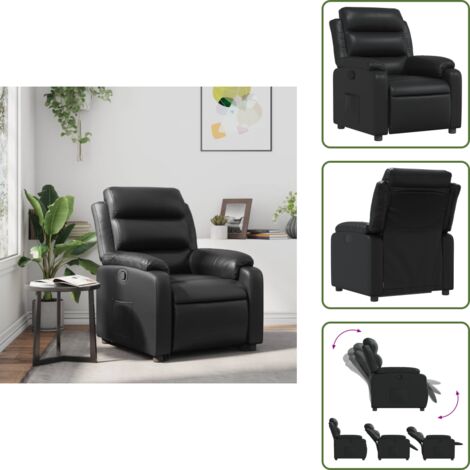 The Living Store Sillón reclinable de cuero sintético negro - Asiento cómodo