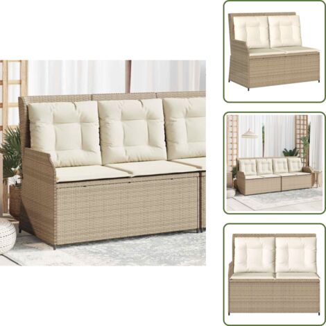 The Living Store Sillón reclinable de jardín con cojines ratán sintético beige - Cojín sintético