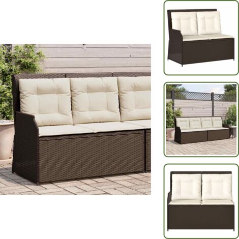 The Living Store Sillón reclinable de jardín con cojines ratán sintético marrón - Cojín sintético
