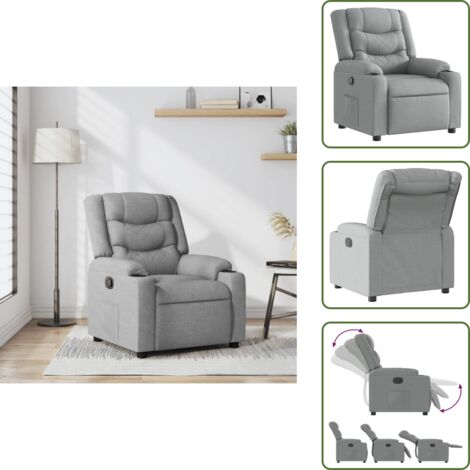 The Living Store Sillón reclinable de tela gris claro - Asiento cómodo