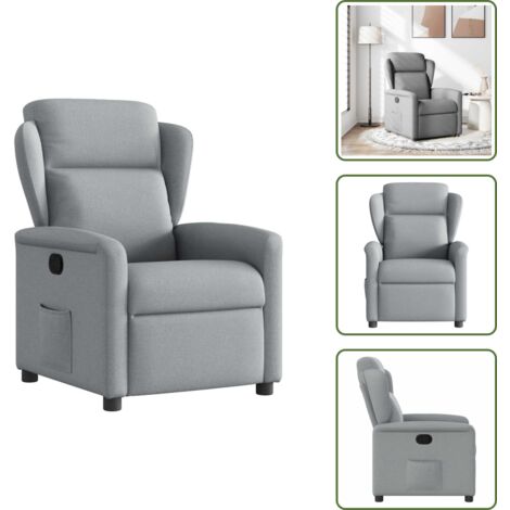 The Living Store Sillón reclinable de tela gris claro - Asiento cómodo