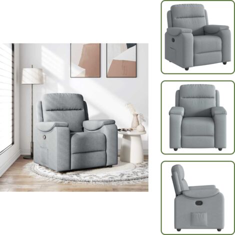 The Living Store Sillón reclinable de tela gris claro - Asiento cómodo