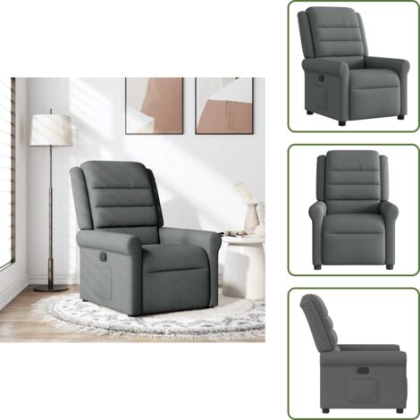 The Living Store Sillón reclinable de tela gris oscuro - Asiento cómodo