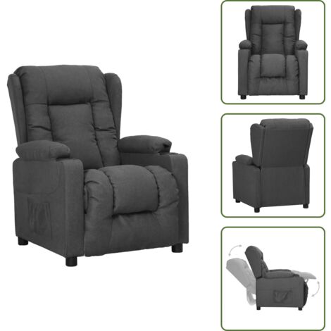 The Living Store Sillón reclinable de tela gris oscuro - Asiento cómodo