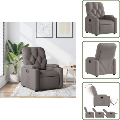 The Living Store Sillón reclinable de tela gris taupe - Asiento cómodo