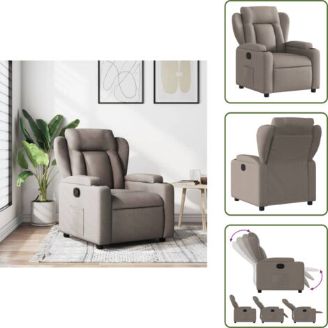 The Living Store Sillón reclinable de tela gris taupe - Asiento cómodo