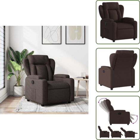 The Living Store Sillón reclinable de tela marrón oscuro - Asiento cómodo