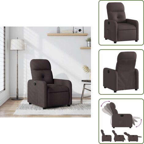 The Living Store Sillón reclinable de tela marrón oscuro - Asiento cómodo