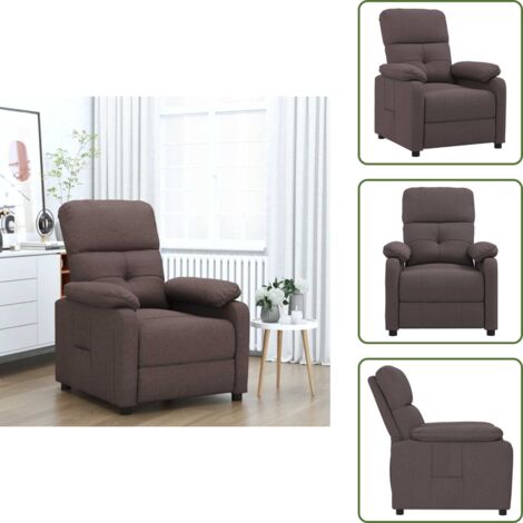 The Living Store Sillón reclinable de tela marrón oscuro - Asiento cómodo