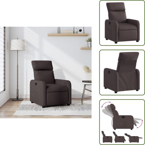 The Living Store Sillón reclinable de tela marrón oscuro - Asiento cómodo