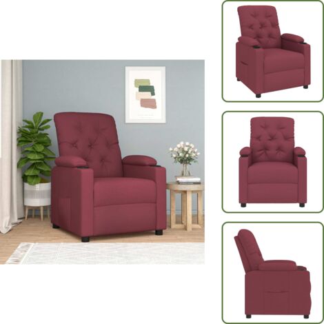 The Living Store Sillón reclinable de tela rojo tinto - Asiento cómodo