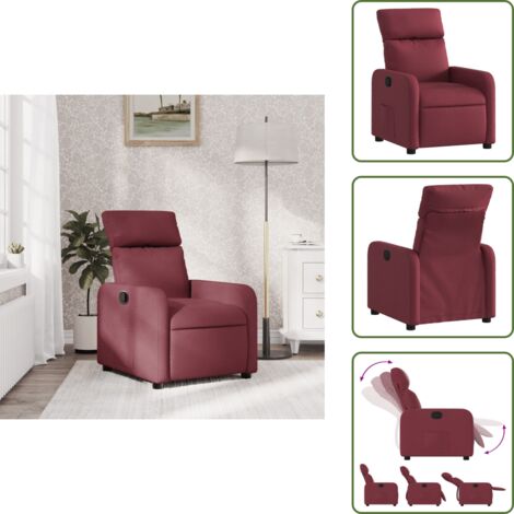 The Living Store Sillón reclinable de tela rojo tinto - Asiento cómodo