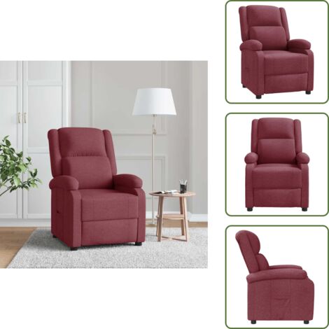 The Living Store Sillón reclinable de tela rojo tinto - Asiento cómodo