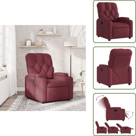 The Living Store Sillón reclinable de tela rojo tinto - Asiento cómodo