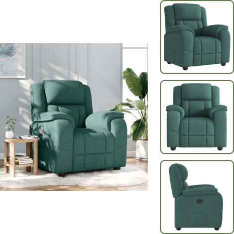 The Living Store Sillón reclinable de tela verde oscuro - Asiento cómodo
