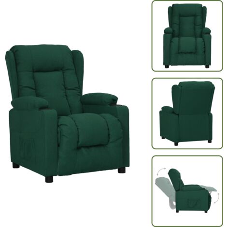 The Living Store Sillón reclinable de tela verde oscuro - Asiento cómodo