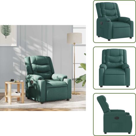 The Living Store Sillón reclinable de tela verde oscuro - Asiento cómodo